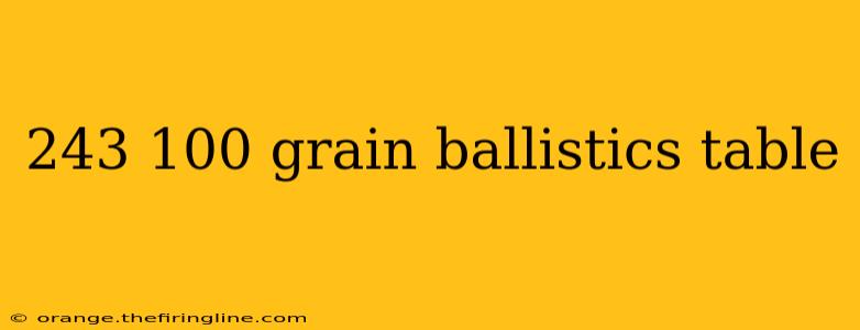 243 100 grain ballistics table