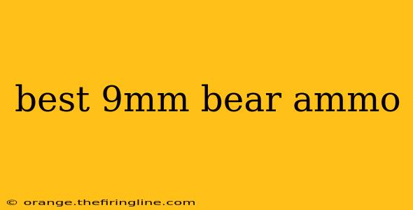 best 9mm bear ammo