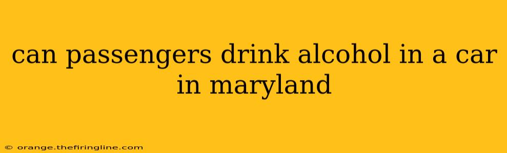 can passengers drink alcohol in a car in maryland