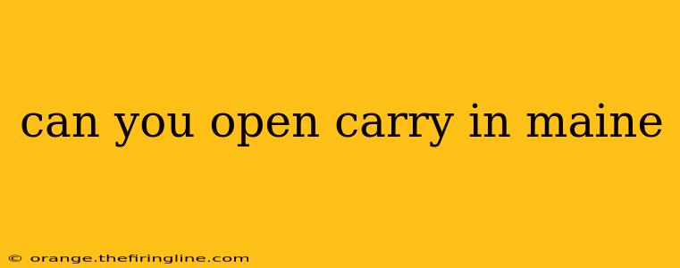 can you open carry in maine