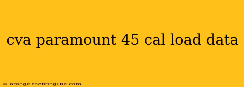 cva paramount 45 cal load data