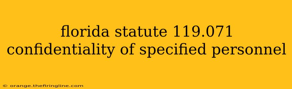 florida statute 119.071 confidentiality of specified personnel