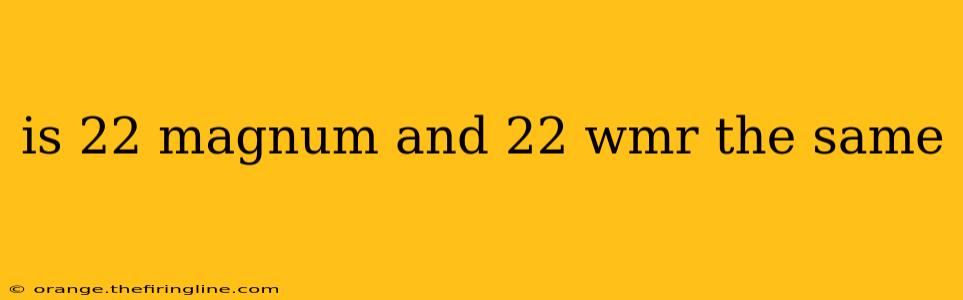 is 22 magnum and 22 wmr the same