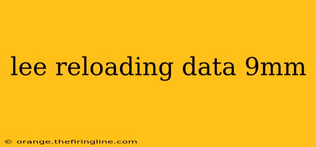 lee reloading data 9mm