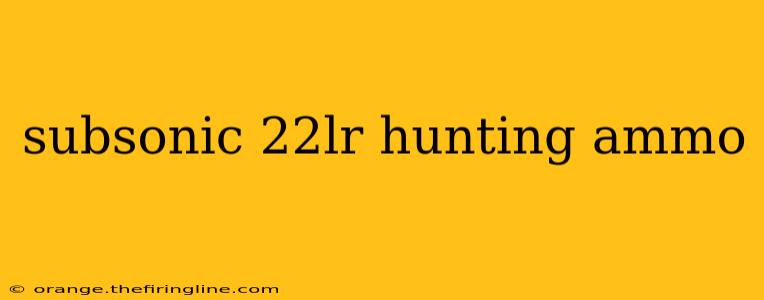 subsonic 22lr hunting ammo